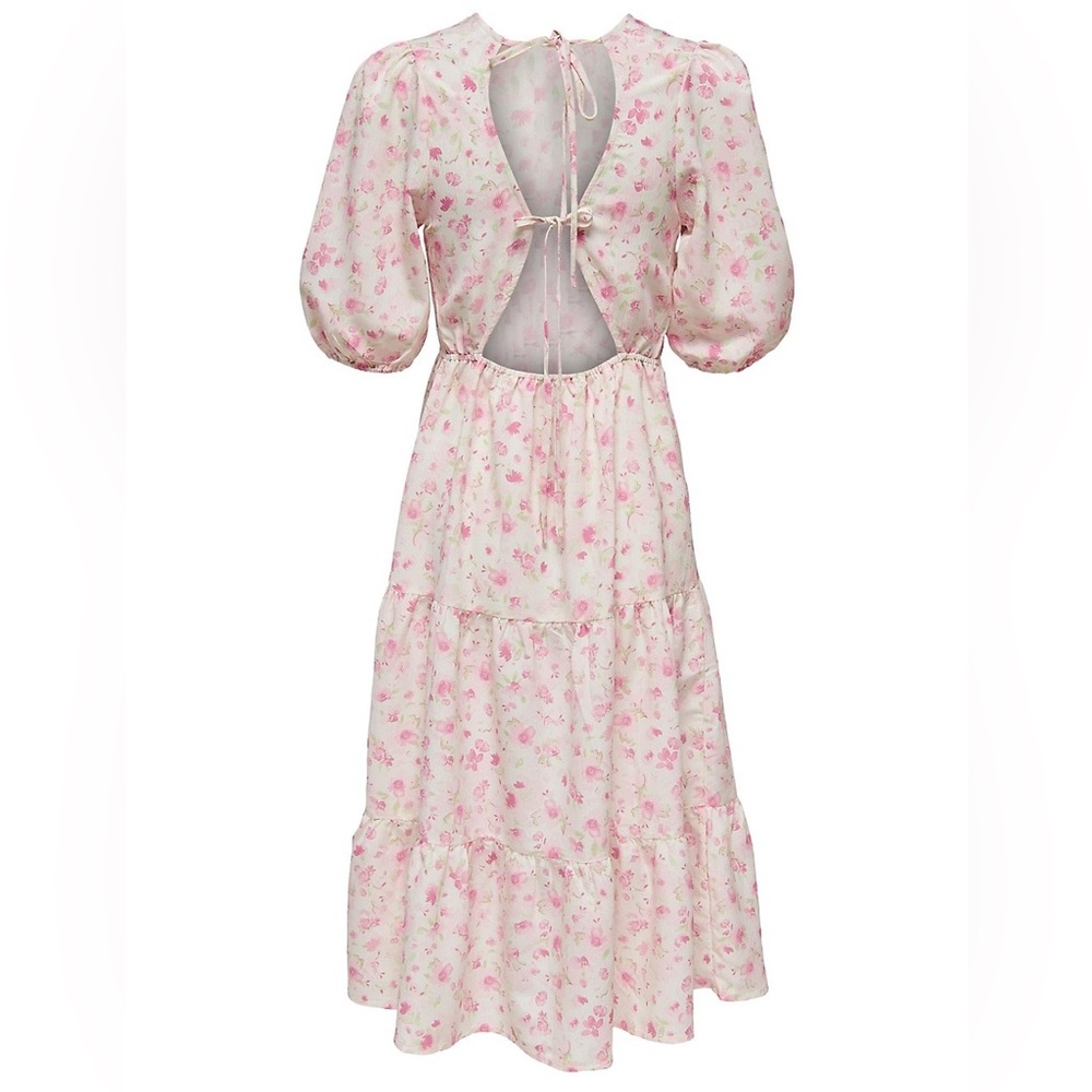 ONLY Mira Floral Tie-Back Midi Babydoll Dress - Picture 7 of 15